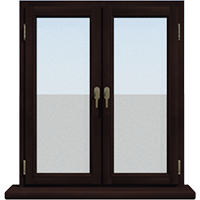 Двухстворчатое деревянное окно из лиственницы Модель 090 Браун